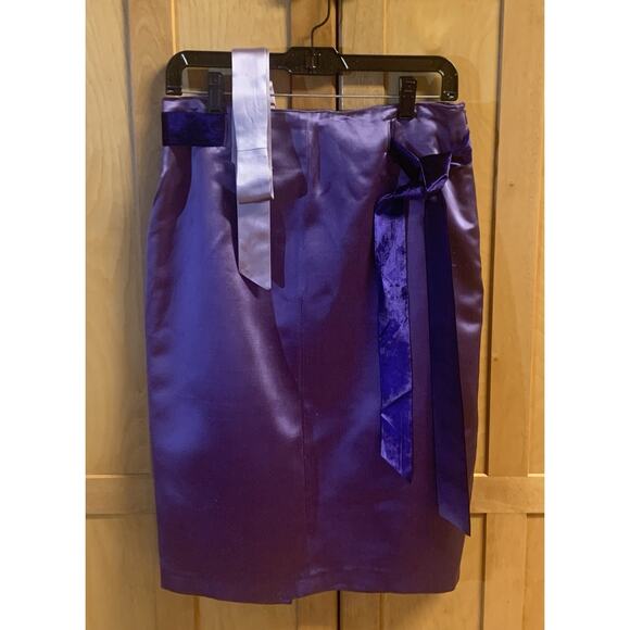 Blumarine Vintage Womens 100% Silk Purple Skirt Size I 44 or USA 10 Knee Length - Picture 9 of 9